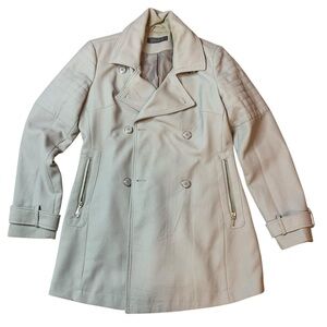 Suzy Shier Cream Double-Breasted Peacoat | Textured Mid-Length Coat Size M